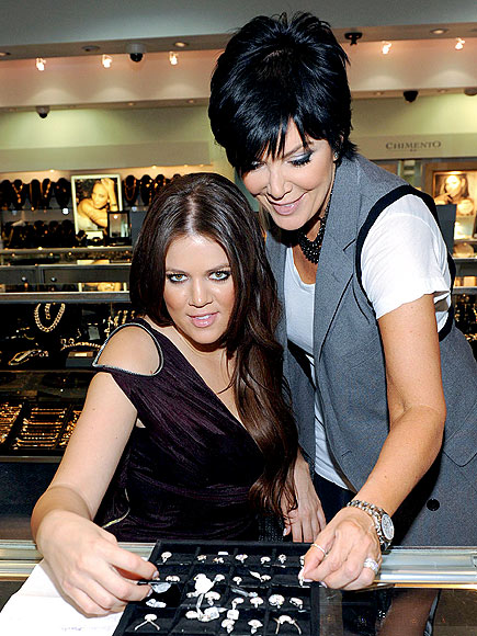 Khloe Kardashian with mom Kris Jenner at 14 Karat checkin out some wedding 